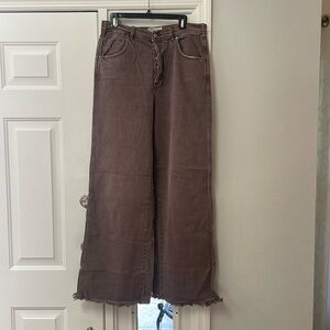 We The Free - Wide Leg Brown Jeans